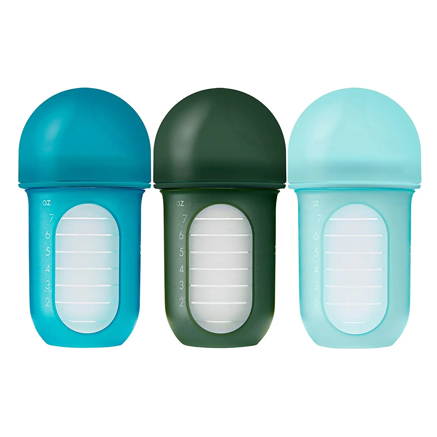 Boon NURSH Silicone Pouch Bottle 8oz (3-Pack) - Blue
