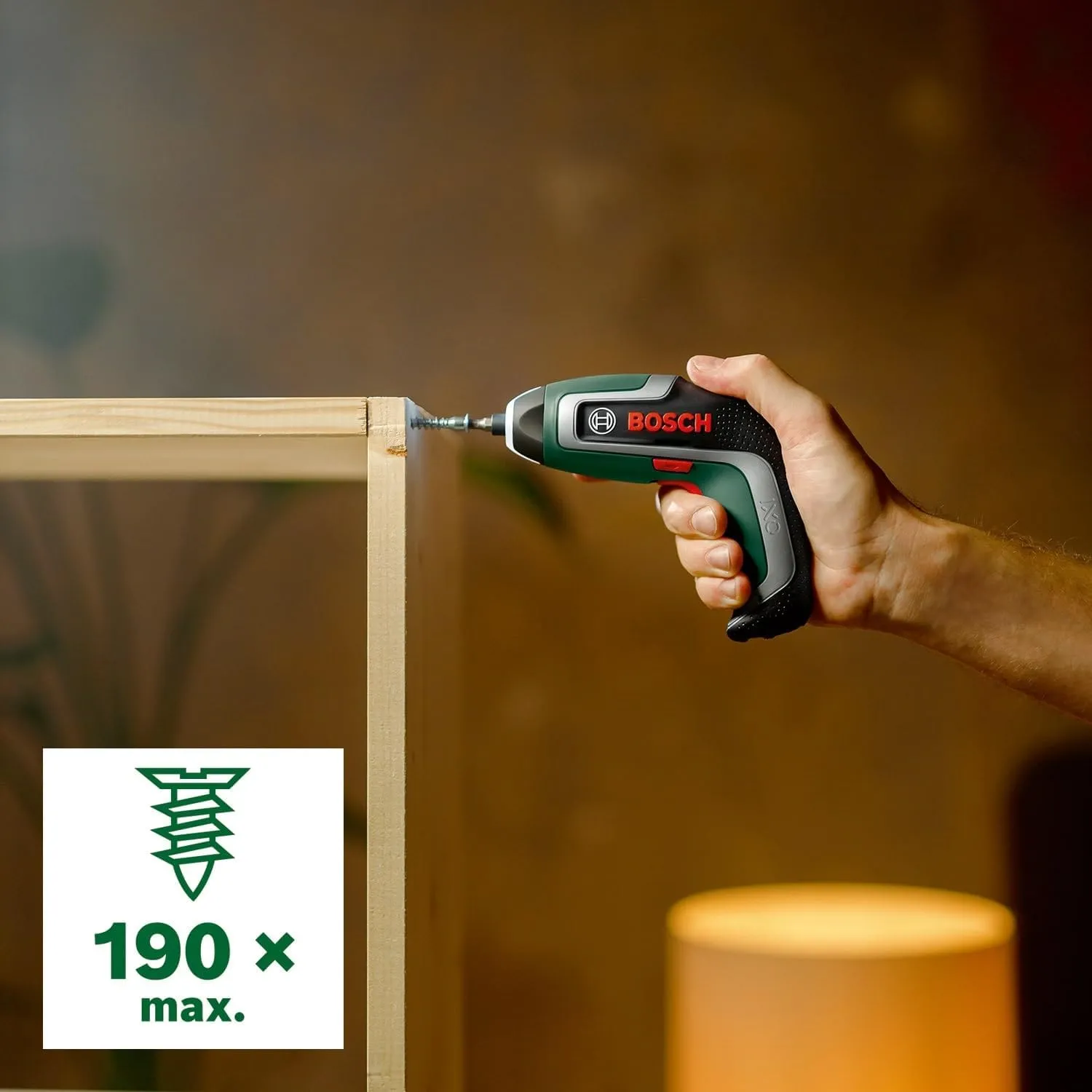 Bosch Compact Cordless Screwdriver IXO (7th Generation; 3.6 V; 2.0 Ah; 5.5 Nm; with Micro-USB Cable; Compatible with IXO-Collection Attachments; Screws up to 190 Screws; in Storage Box)