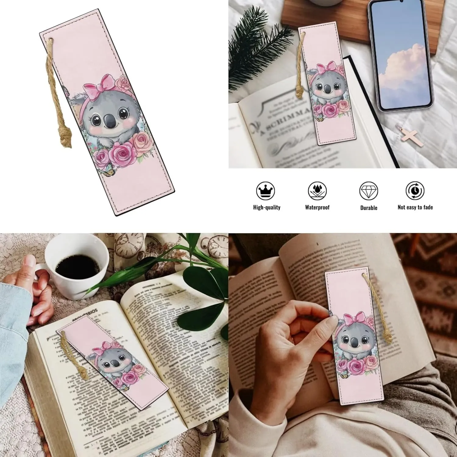 Bow Tie Koala 2Nd Grade Backpack for Boys Girls Bookbag with Lunch Box Leather Bookmarks and Lightweight Pencil Case 4 in 1 School Bag with Compartment Back Packs