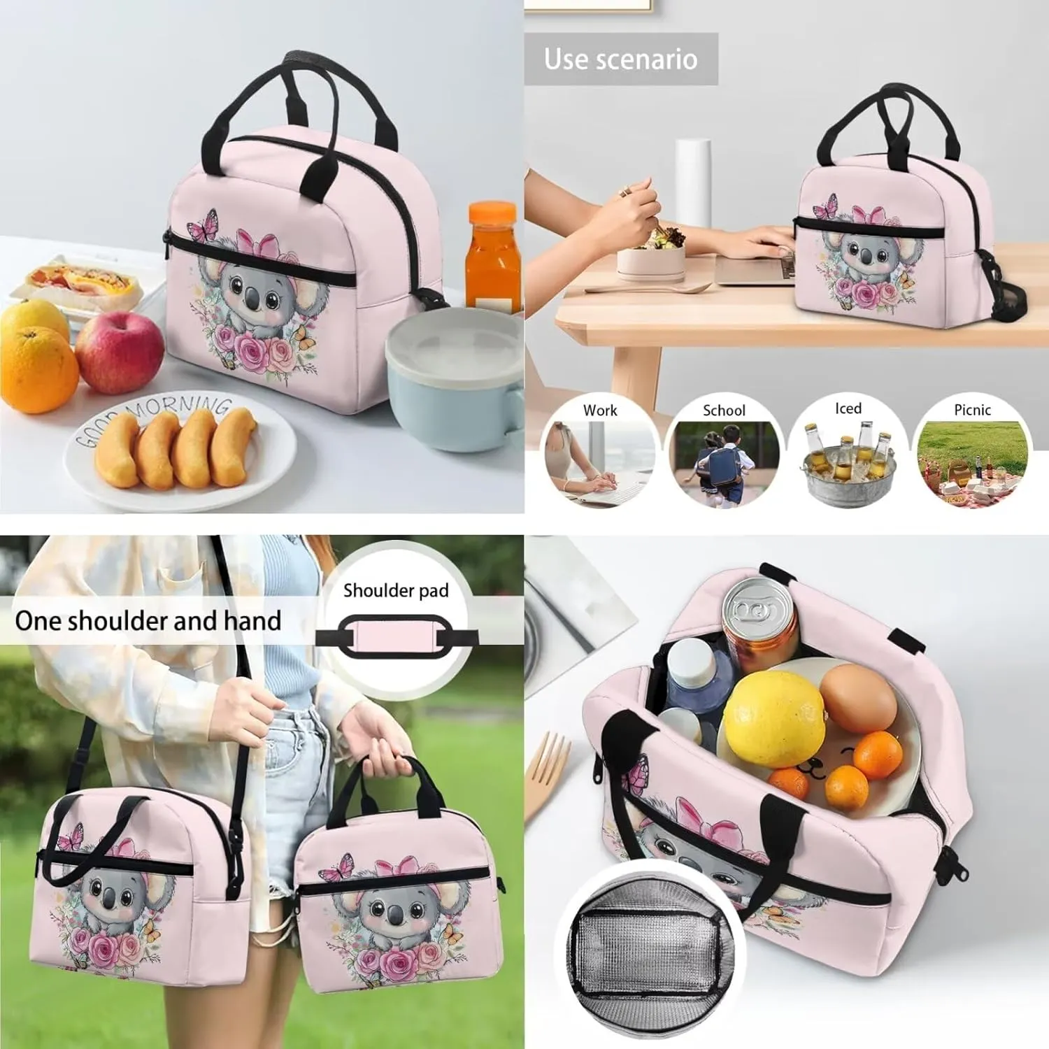 Bow Tie Koala 2Nd Grade Backpack for Boys Girls Bookbag with Lunch Box Leather Bookmarks and Lightweight Pencil Case 4 in 1 School Bag with Compartment Back Packs