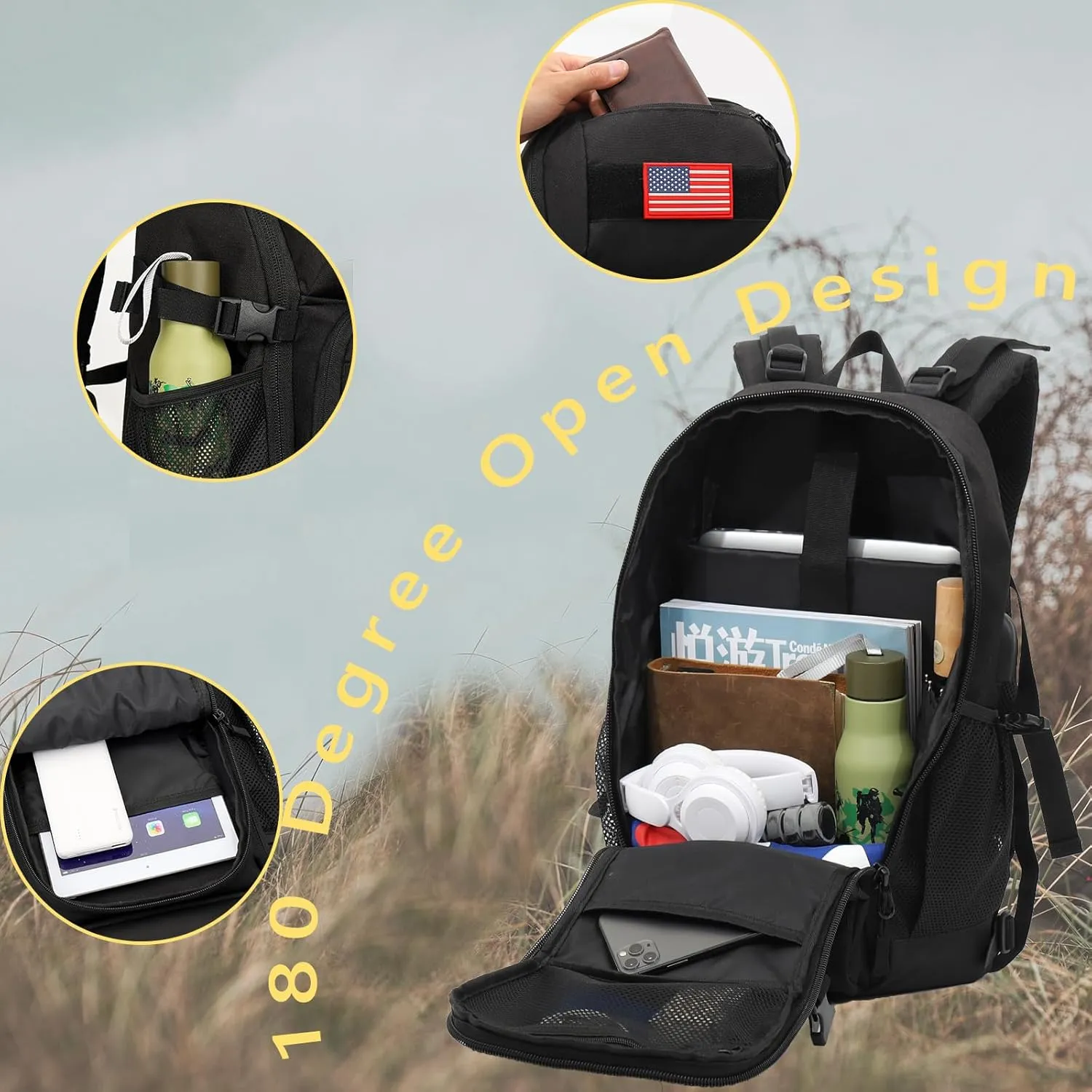 Boys Backpack for School,Military Teen Boys Backpack with USB Charging Pot,Camo Backpack Men 40L