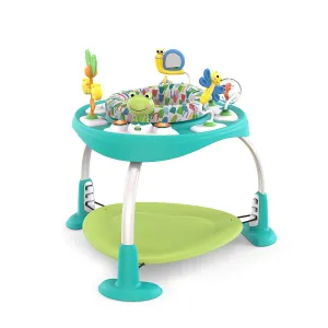 Bright Starts Bounce Bounce Baby 2-in-1 Activity Center Jumper & Table - Playful Pond (Green), 6 Months 