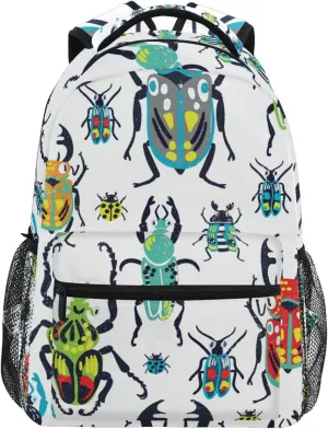 Bugs Beetles Watercolor Boys Girls Kids School Backpacks Bookbag, Elementary School Bag Travel Backpack Daypack