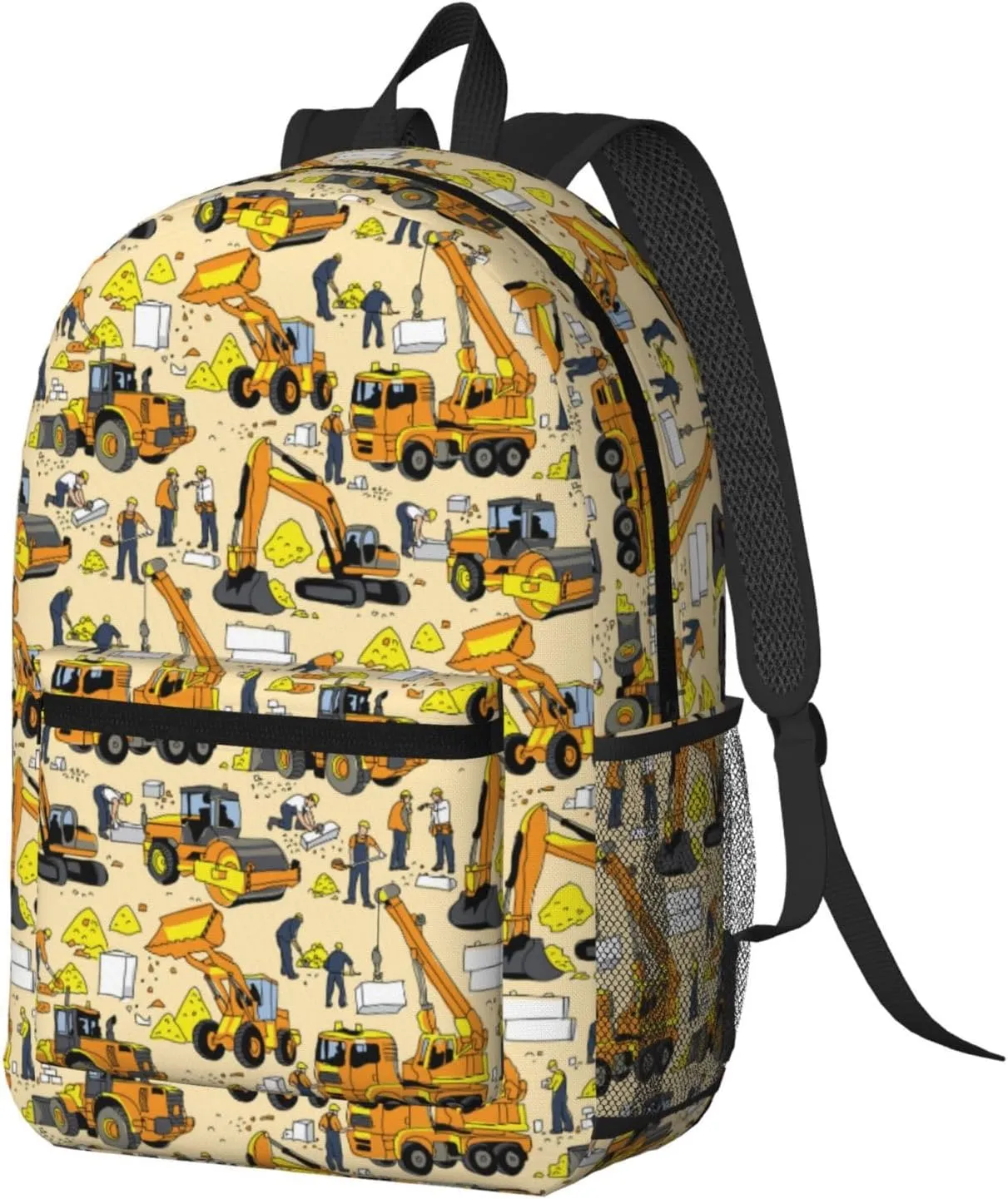 Building people and construction equipment 17 Inch Backpacks Multipurpose Laptop Backpack Double Shoulder Bag for Men Women Gifts