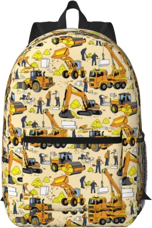 Building people and construction equipment 17 Inch Backpacks Multipurpose Laptop Backpack Double Shoulder Bag for Men Women Gifts