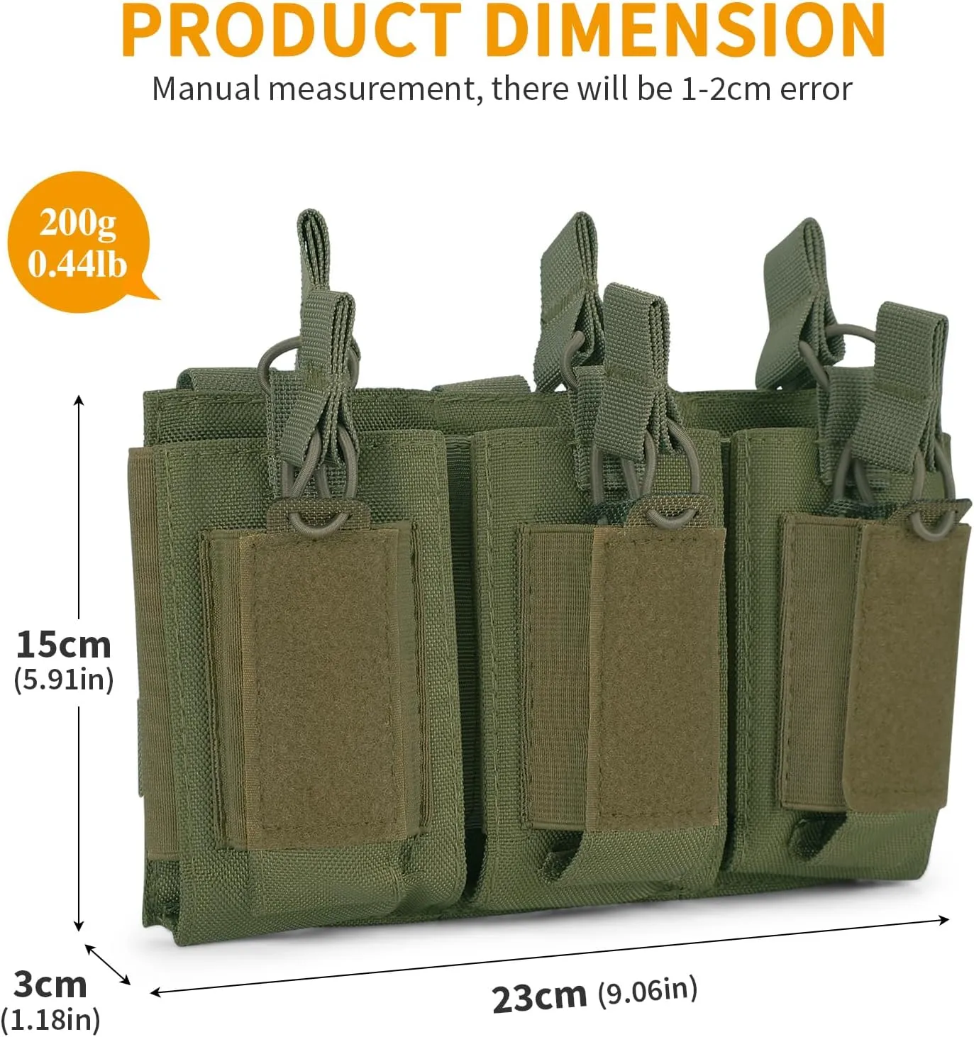 CamGo Triple Mag Pouch Tactical Molle Magazine Pouches Elastic Open-Top Tripple Magazine Holder for 5.56mm M4/M14/M16/AK/AR Rifle Pistol Magazines Carrier