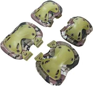 Camouflage Tactical Combat Knee & Elbow Protective Pads Set for Outdoor CS Paintball Game Cycling Safety Skateboarding Gear Skates Knee Protection Guard Pads