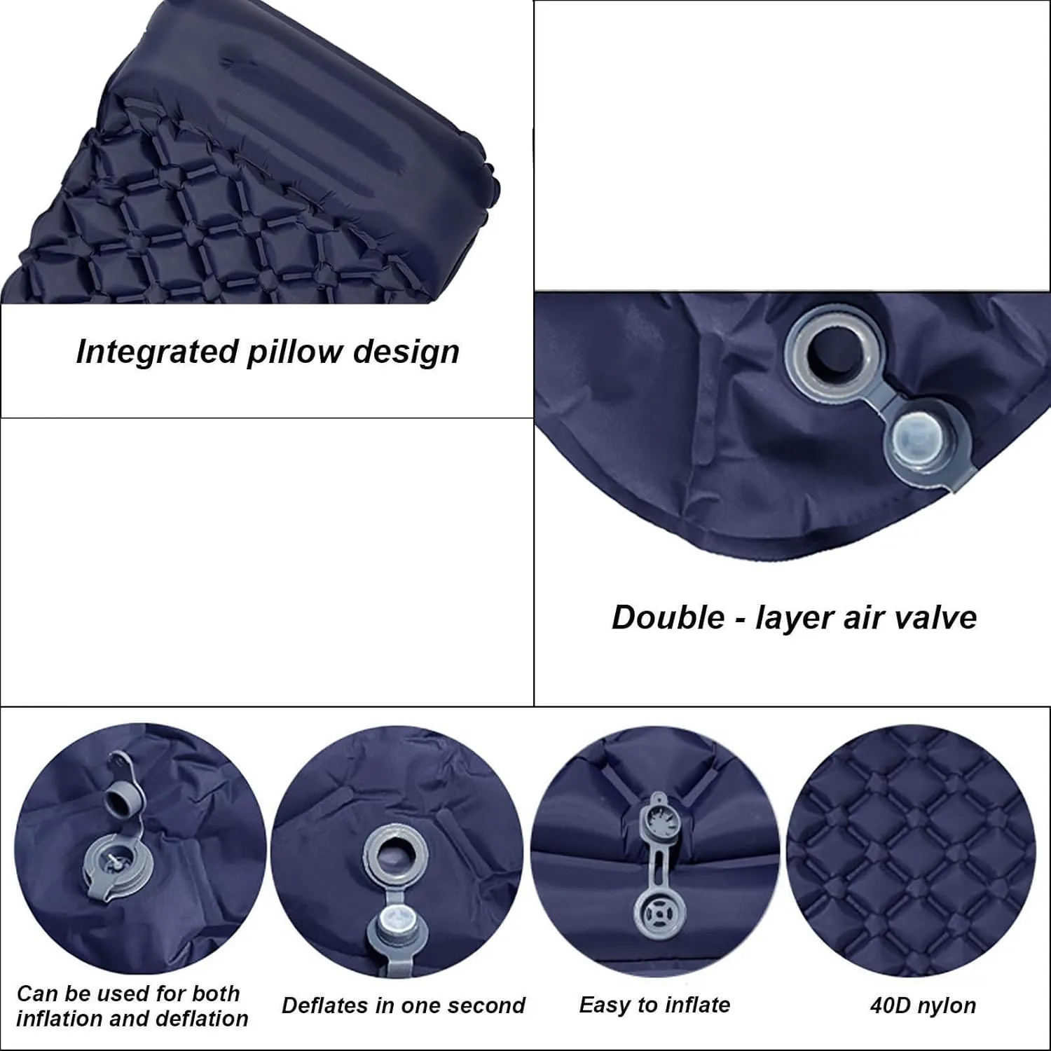 Camping Mattress Pad, 4 inThick Ultralight Inflatable Sleeping Mat with Built-in Pillow & Foot Pump | Waterproof Air Mattress for Tent Travel Includes Carry Bag for Hiking (A-Without Storage Bag)