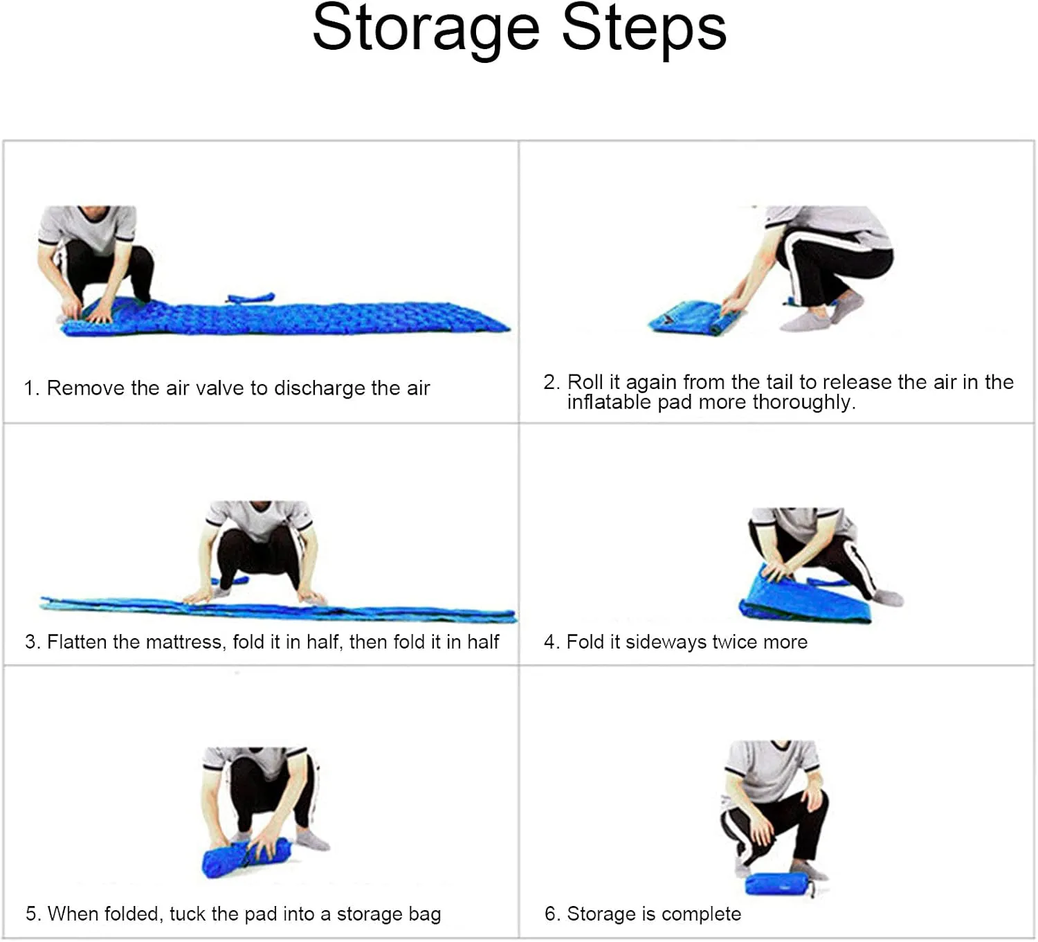 Camping Sleeping Pad Mat, Foot Press Inflatable Cushion Mattress, Sturdy 40D Nylon Fabric, TPU Laminate, for Tent Hiking Travel, Lightweight Compact, Easy to Store (Blue)