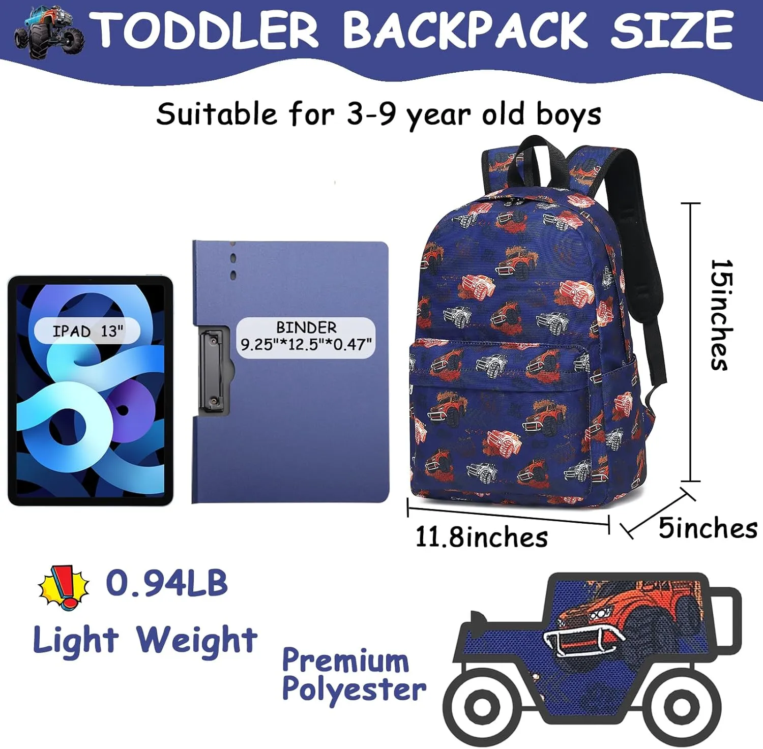 CAMTOP Preschool Backpack for Kids Boys Girls Toddler Backpack Kindergarten School Bookbags for Age 3-8