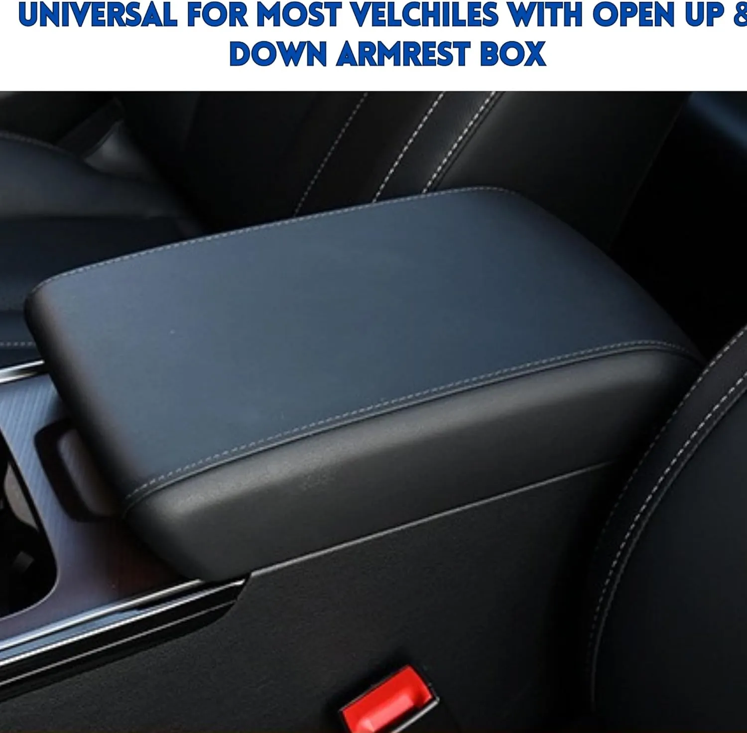 Car Armrest Cushion Pad Auto Center Console Cover with Storage Bag Memory Foam Arm Rest Console Pad Leather Universal Fit for Most Vehicles (Thick Pad, Beige)