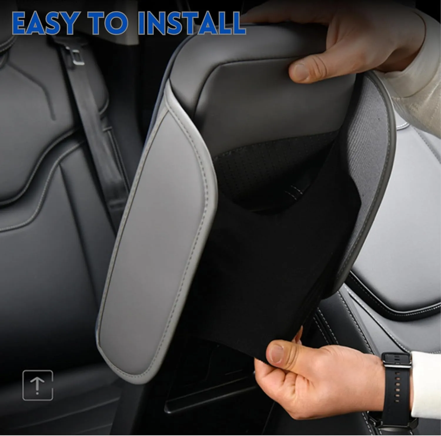 Car Armrest Cushion Pad Auto Center Console Cover with Storage Bag Memory Foam Arm Rest Console Pad Leather Universal Fit for Most Vehicles (Thick Pad, Beige)