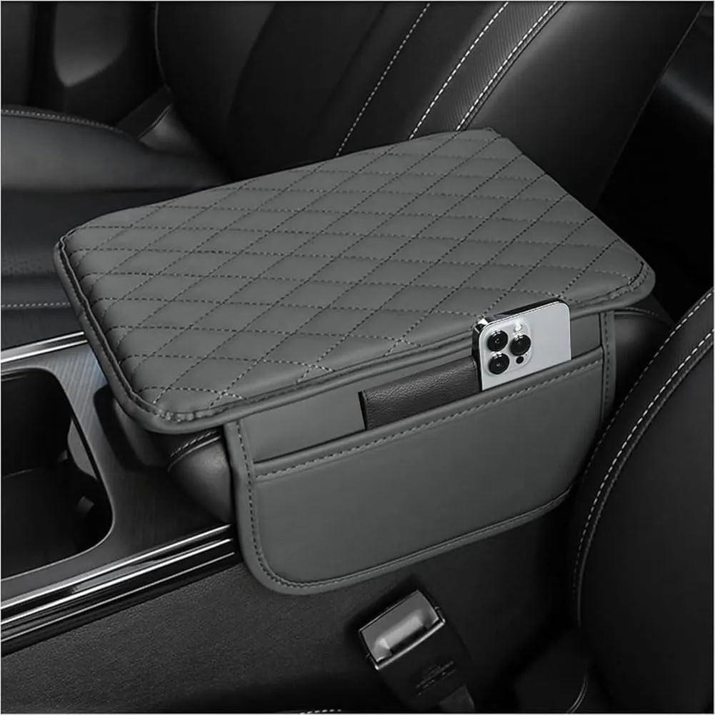 Car Center Console Cover for Nissan Kicks 2016-2021, Leather Armrest Box Pad Comfort Waterproof Arm Rest Cushion with 2 Storage Bags Accessories,C