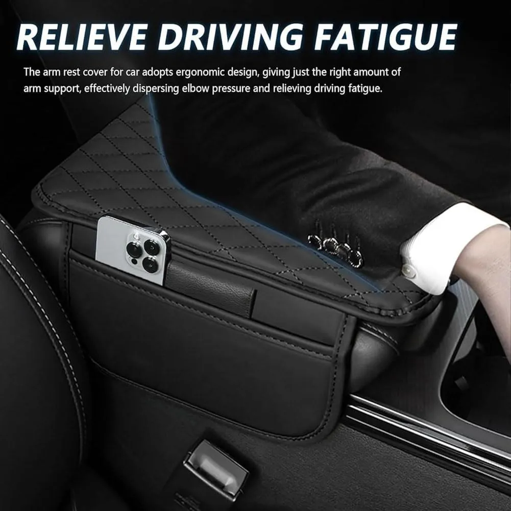 Car Center Console Cover for Nissan Kicks 2016-2021, Leather Armrest Box Pad Comfort Waterproof Arm Rest Cushion with 2 Storage Bags Accessories,C