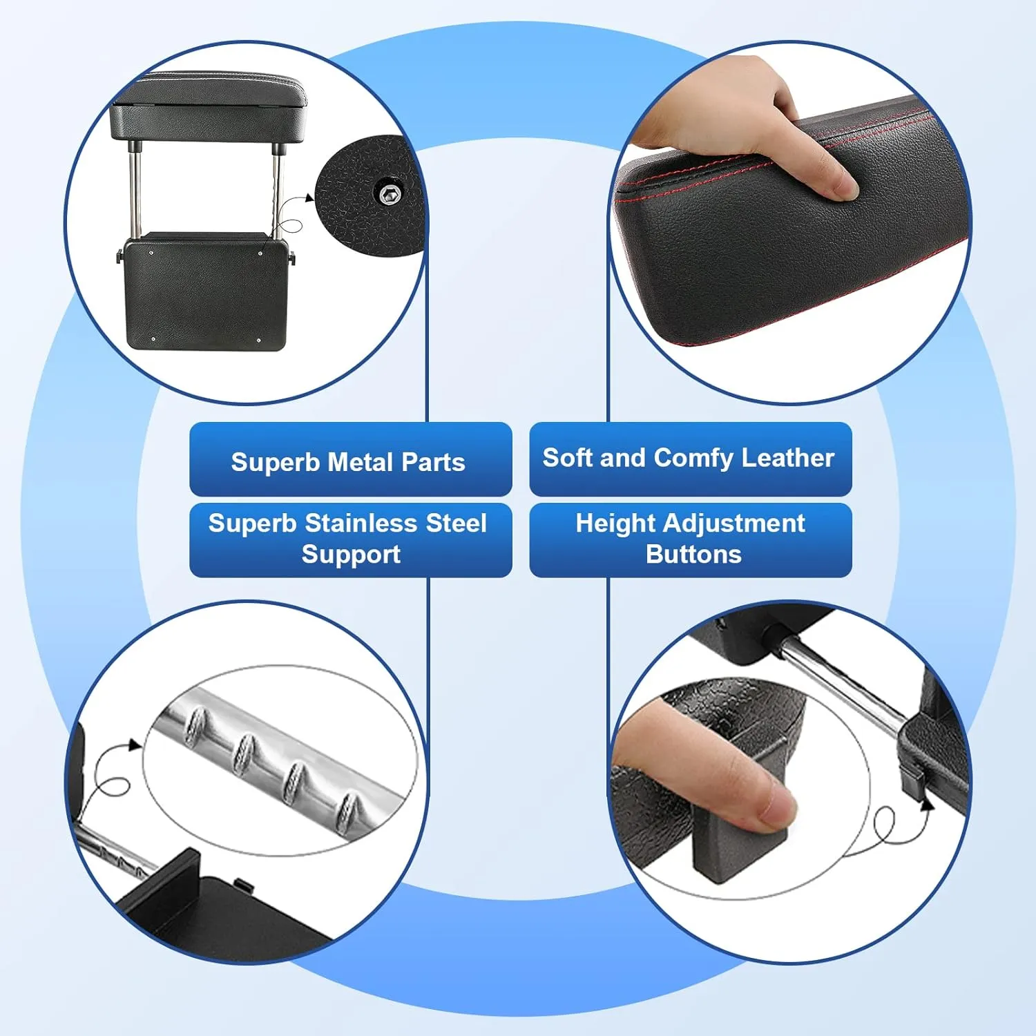 CDEFG Car Armrest Support Elbow Rest Pad Armrest Extender Console Storage Organizer Universal Fit for Most Cars