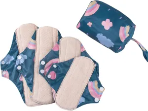 Cloth Menstrual Pads,Reusable Sanitary Pads,Washable Sanitary Pad with Wings,Women's Postpartum Cloth Pad,5pcs/Set,Pack of 4 1 Storage Bag,Suitable for Menstrual Period,Incontinence