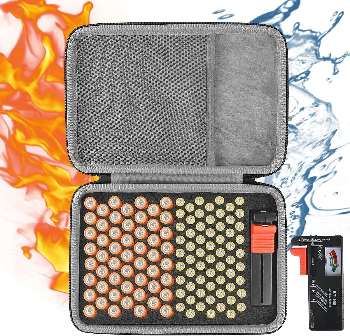 co2CREA Organizer Storage Case for Household Batteries AA Double A/AAA Triple A Everyday Alkaline Battery, Hard Battery Organizer Storage Box, Carrying Case Bag Holder - Holds 116 Batteries