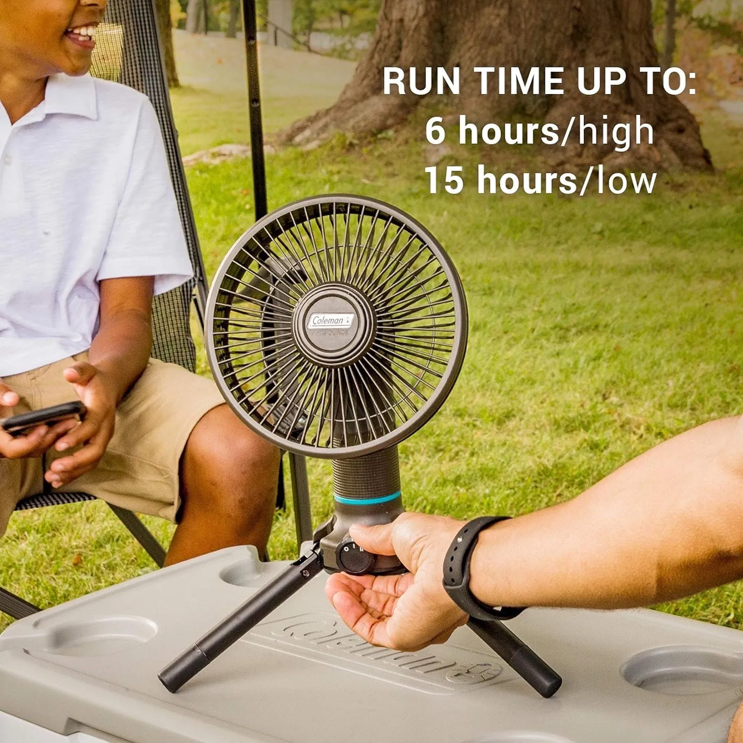 Coleman OneSource Rechargeable Outdoor Camping Gear: Camp Shower, Cordless Vacuum, Fan, Speaker, & Air Pump Options with Included Rechargeable Battery
