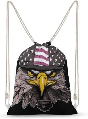 Cool Eagle Drawstring Backpack for Women Men Drawstring Bag for Travel Swimming Sports Gym Bag