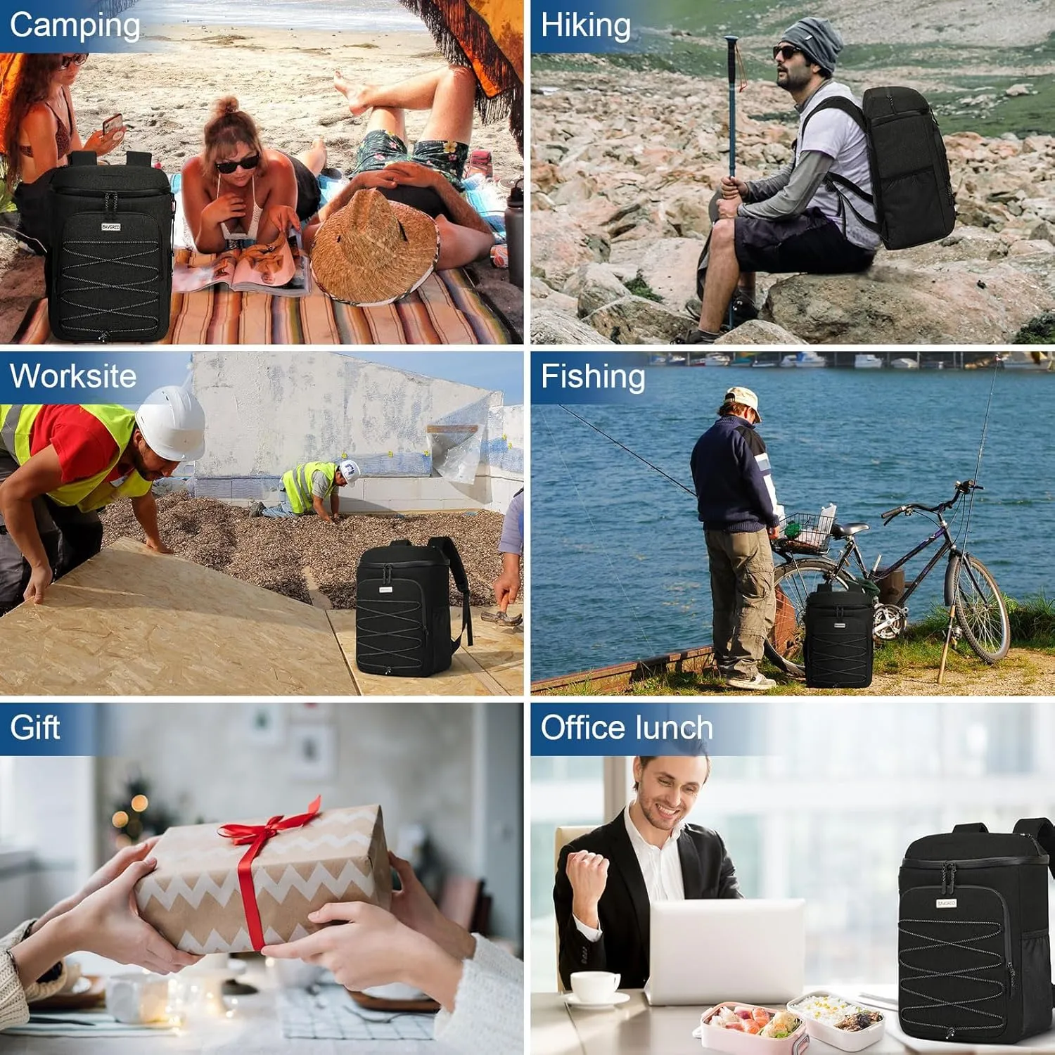 Cooler Backpack Insulated Leak Proof 30 Cans for Men Women,Waterproof Soft Cooler Bag，Lightweight Ice Chest Lunch Backpack for Beach Camping Picnic Travel Worksite Fishing