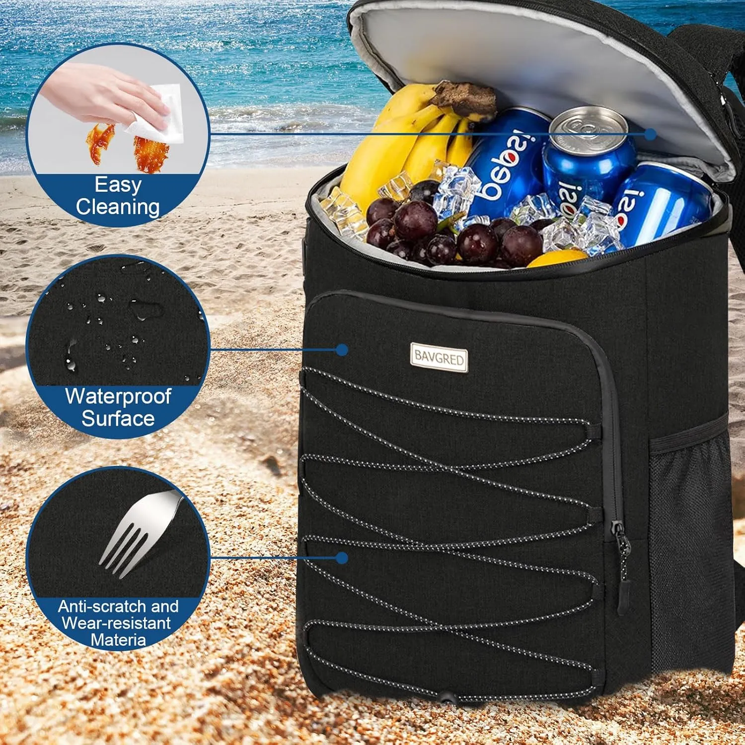 Cooler Backpack Insulated Leak Proof 30 Cans for Men Women,Waterproof Soft Cooler Bag，Lightweight Ice Chest Lunch Backpack for Beach Camping Picnic Travel Worksite Fishing
