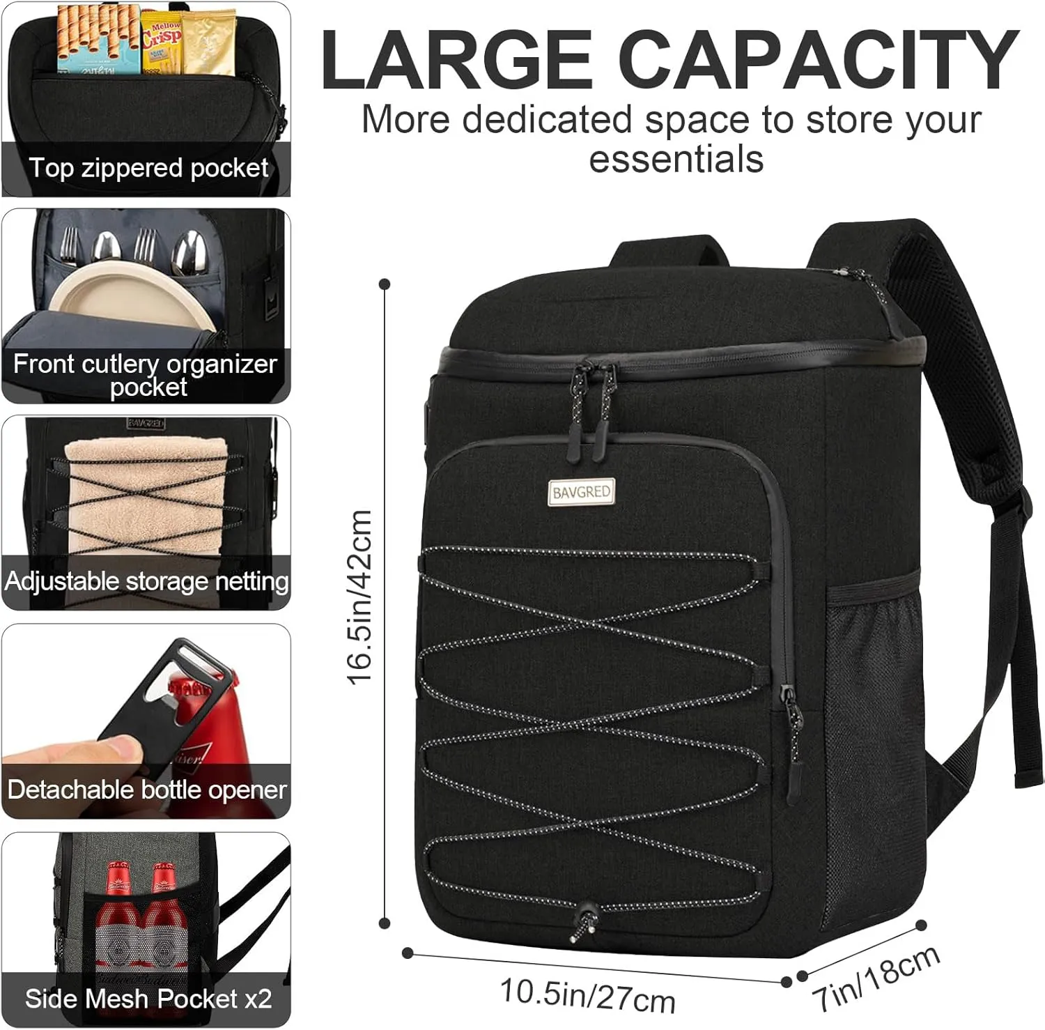 Cooler Backpack Insulated Leak Proof 30 Cans for Men Women,Waterproof Soft Cooler Bag，Lightweight Ice Chest Lunch Backpack for Beach Camping Picnic Travel Worksite Fishing