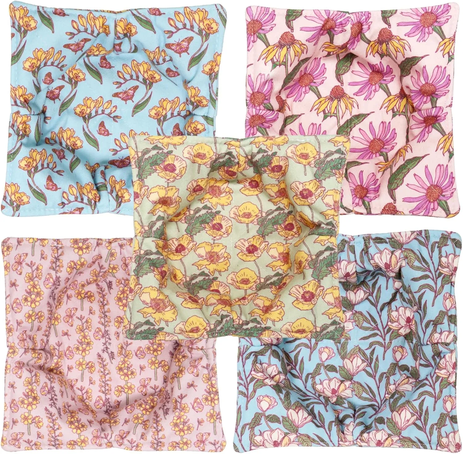 Cotton Microwavable Bowl Cozy, Microwave-Safe Hot Bowl Holders, Soup bowl Cozy Hot Pads (Vintage Floral)