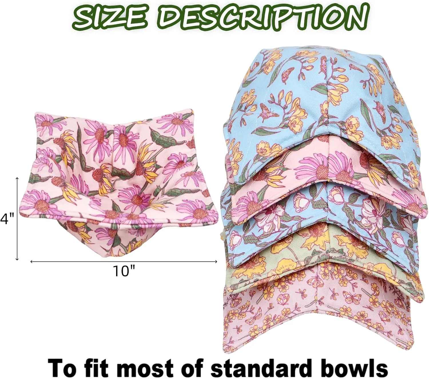Cotton Microwavable Bowl Cozy, Microwave-Safe Hot Bowl Holders, Soup bowl Cozy Hot Pads (Vintage Floral)