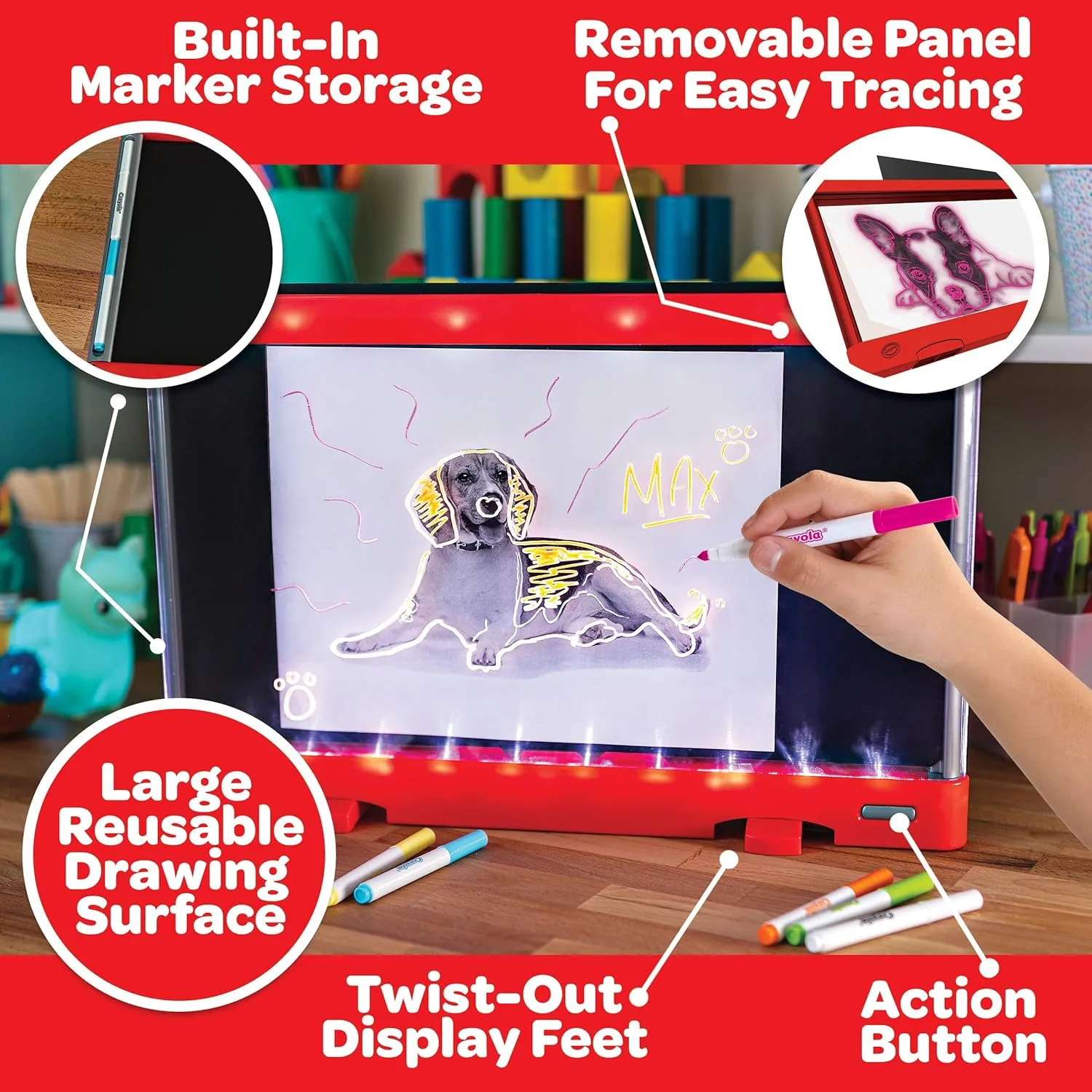 Crayola Ultimate Light Board (Red), Kids Light-Up Tracing Pad, Kids Toys, Gift for Boys & Girls, Drawing Light Box, Ages 6  [Amazon Exclusive]