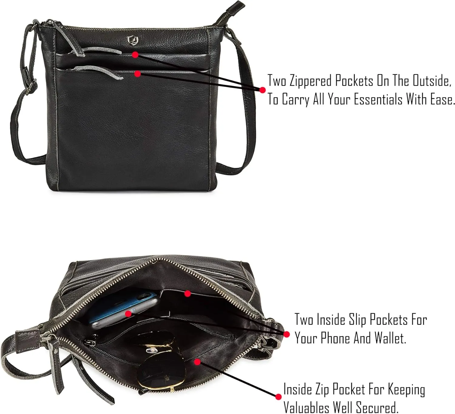 Crossbody Bag for Women Trendy Real Leather Purse Small Soft Pebbled Handbags Crossover Shoulder Pocketbook