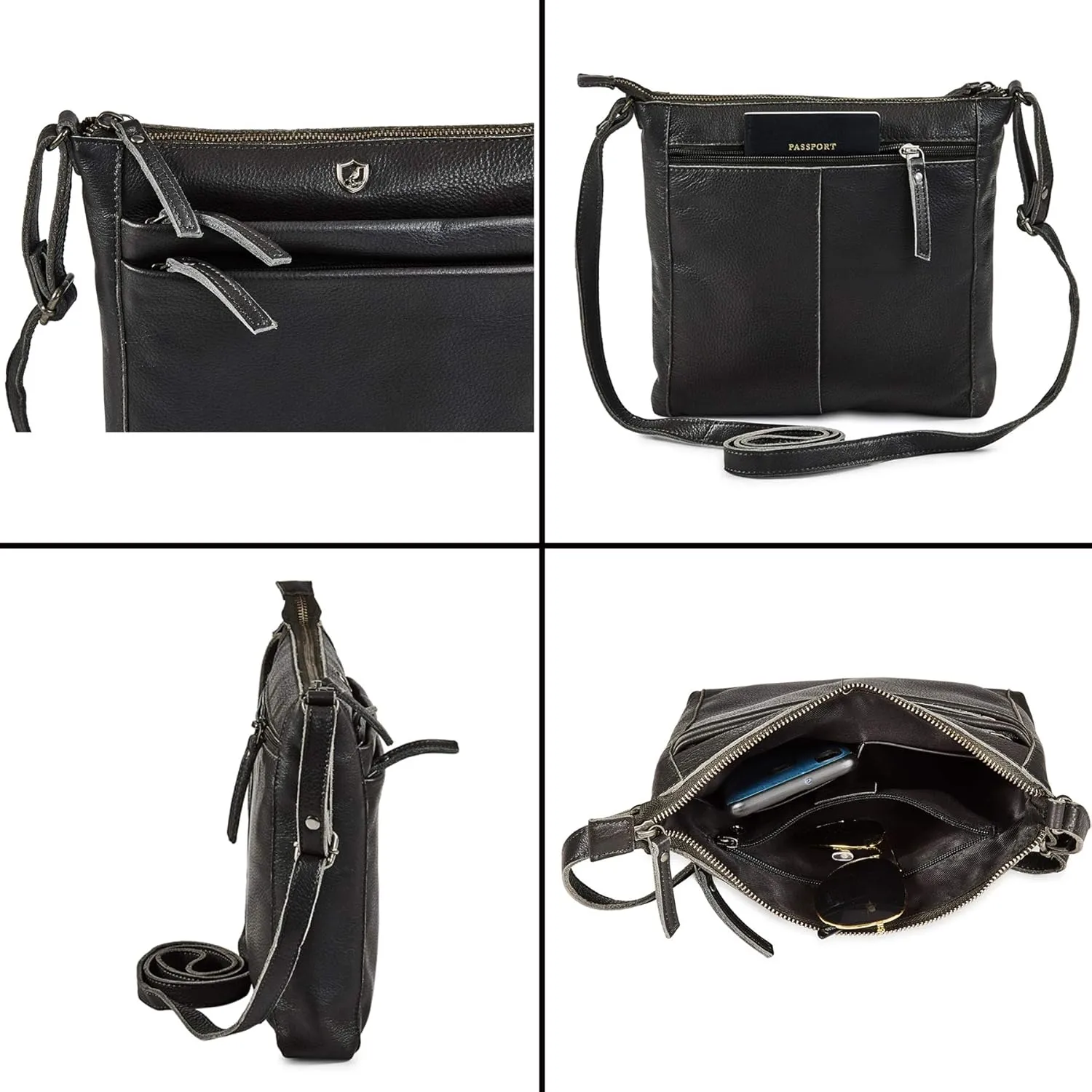 Crossbody Bag for Women Trendy Real Leather Purse Small Soft Pebbled Handbags Crossover Shoulder Pocketbook