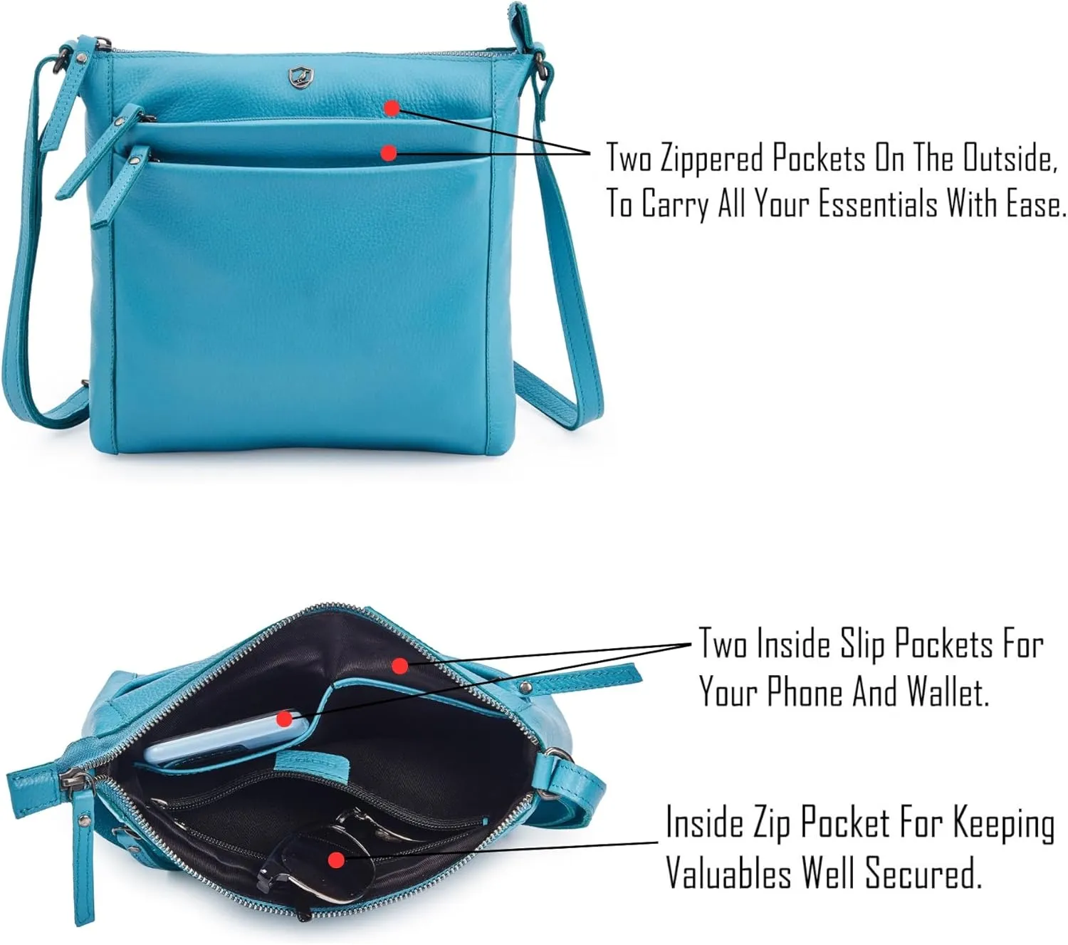 Crossbody Bag for Women Trendy Real Leather Purse Small Soft Pebbled Handbags Crossover Shoulder Pocketbook