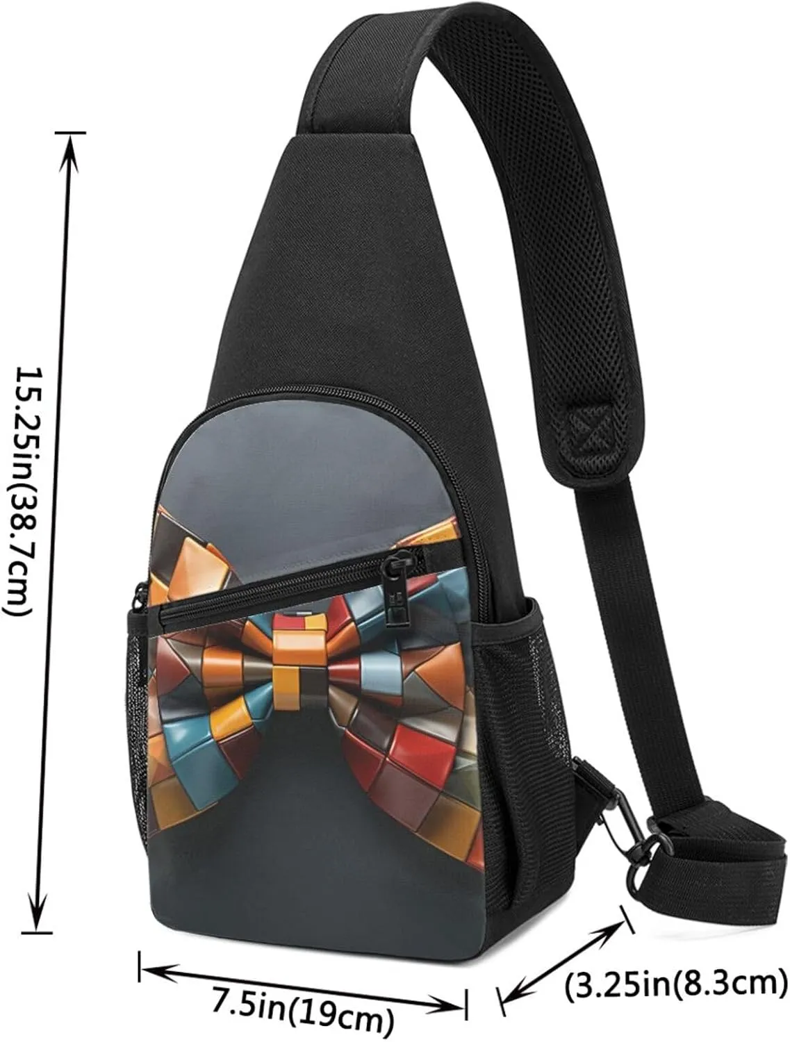Crossbody Sling Backpack Sling Bag for Men Women Cross Chest Bag Shoulder Bag Colorful Bow Tie Travel Hiking Daypack