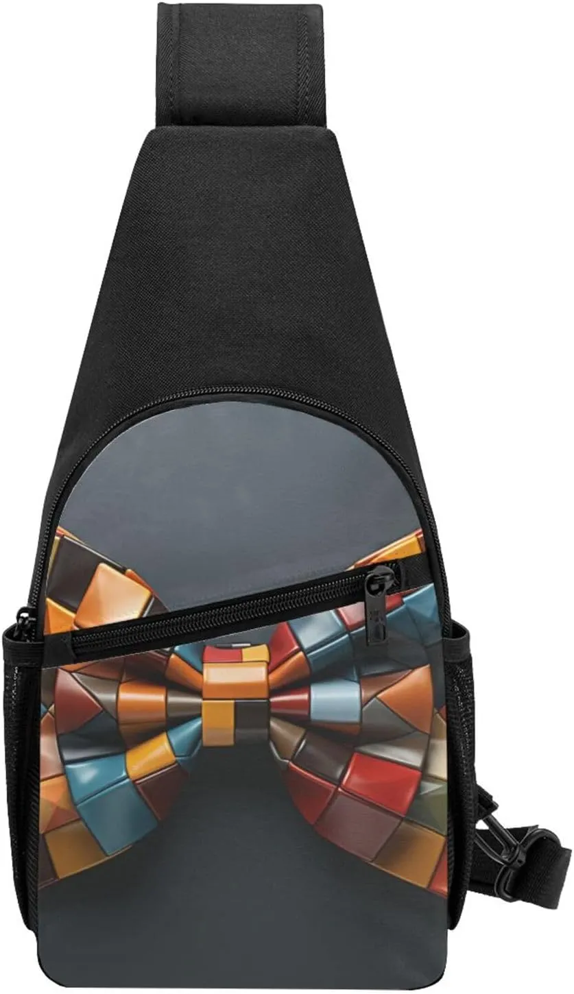 Crossbody Sling Backpack Sling Bag for Men Women Cross Chest Bag Shoulder Bag Colorful Bow Tie Travel Hiking Daypack