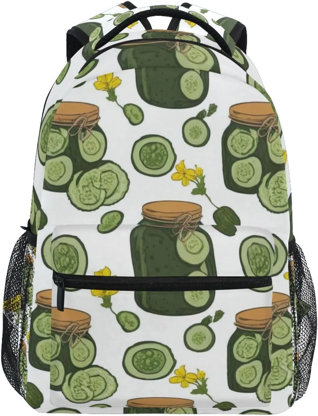 Cucumbers and Flowers Pattern Boys Girls Kids School Backpacks Bookbag, School Bag Travel Backpack Daypack