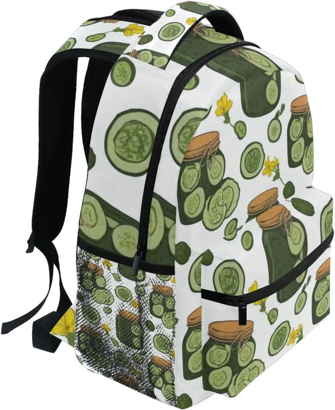 Cucumbers and Flowers Pattern Boys Girls Kids School Backpacks Bookbag, School Bag Travel Backpack Daypack
