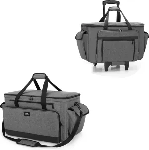 CURMIO Sewing and Embroidery Machine Carrying Case with Wheels, Embroidery Machine Bag with Bottom Support Board Compatible with Brother SE600, PE535 Embroidery Machine and Accessories, Bag Only