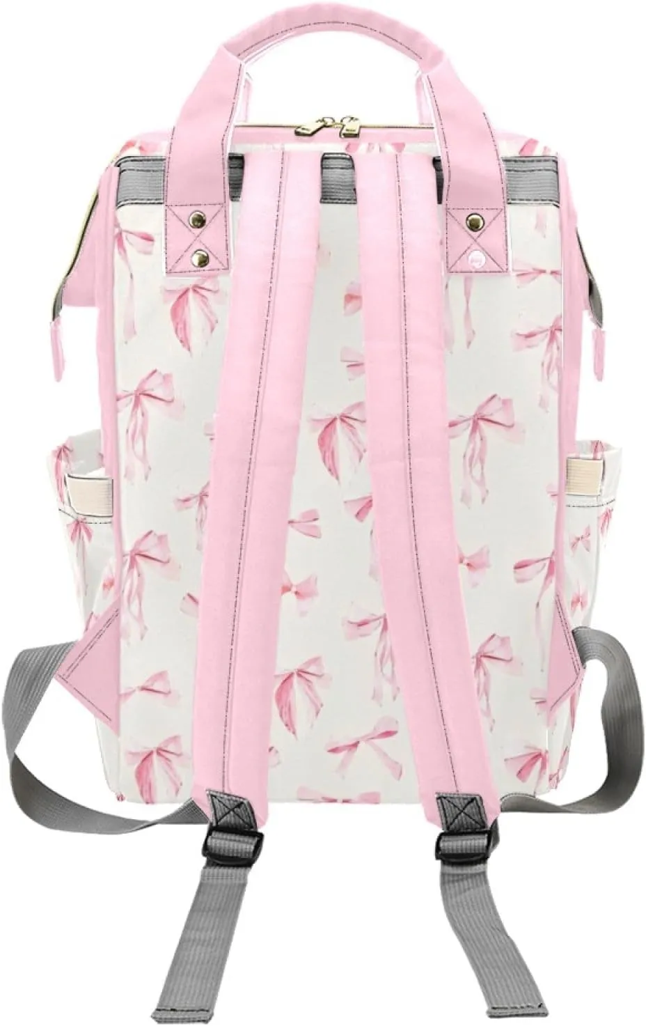 Custom Diaper Bag Backpack for Women, Personalized Name Nursing Mommy Daypack, Diaper Bag for Girls Boys, New Mom Gifts (Pink Bow)