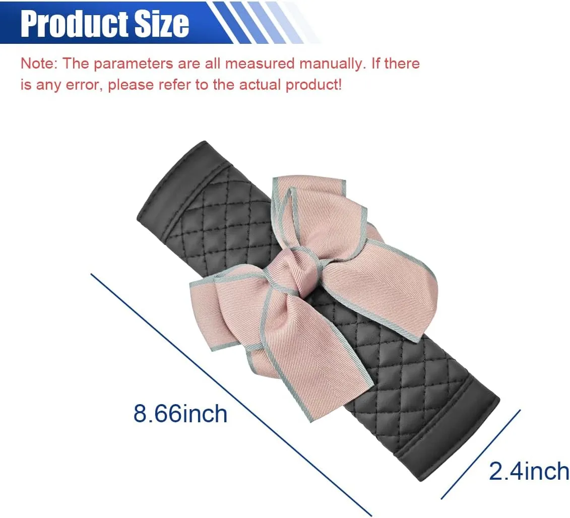 Cute Bow Leather Car Seat Belt Cover Pads, Comfortable Seatbelt Protector Cushion, Universal Shoulder Strap Pads Covers, Bow Car Decoration Accessories for Car Truck SUV (4Pcs Pink)