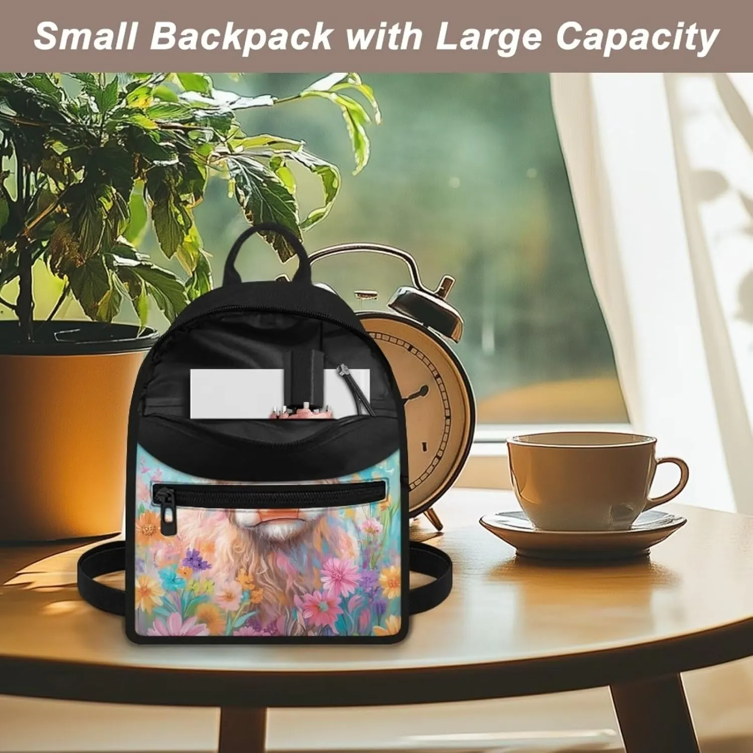 Cute Highland Cow Backpack for Toddler Girls 2-4 Small Bow Backpack With Front Zipper Pocket Lightweight Bookbag Travel Casual Blue Schoolbag Kindergarten