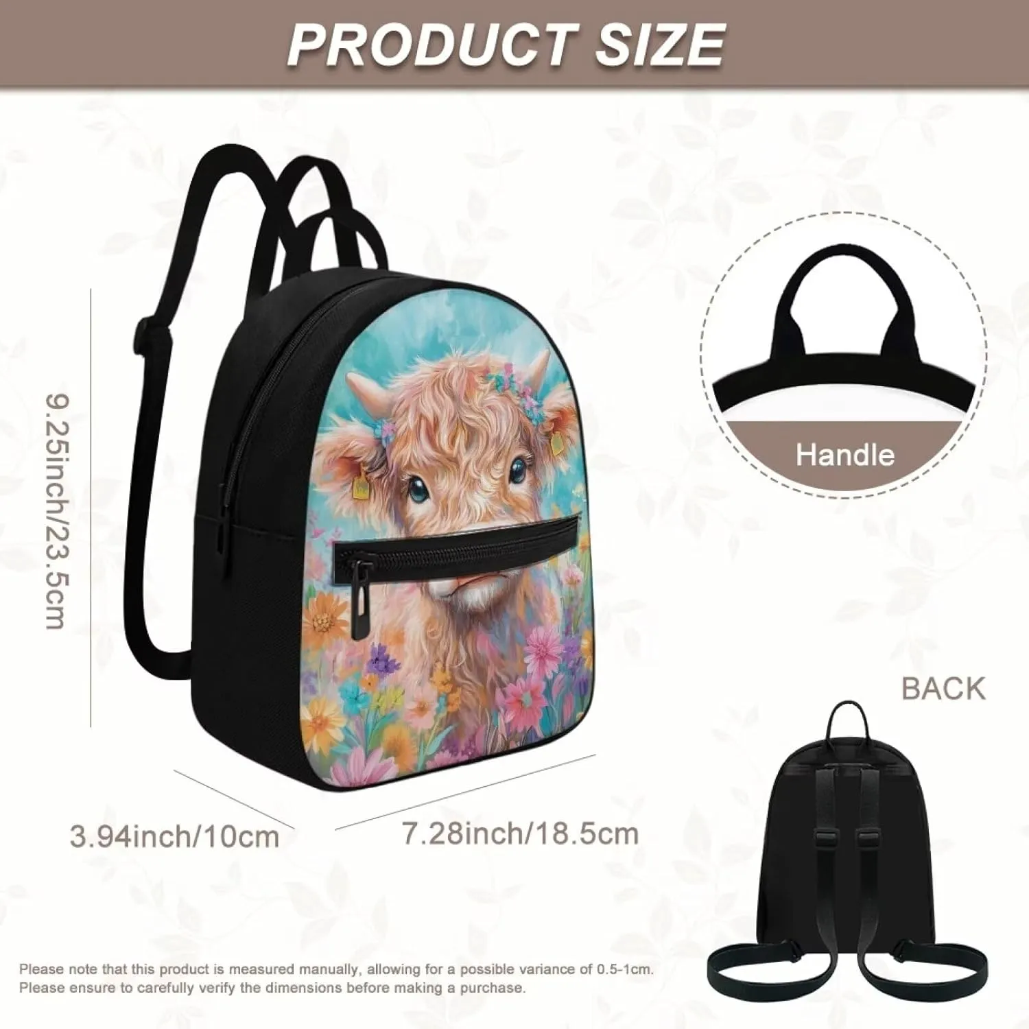Cute Highland Cow Backpack for Toddler Girls 2-4 Small Bow Backpack With Front Zipper Pocket Lightweight Bookbag Travel Casual Blue Schoolbag Kindergarten