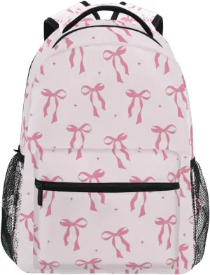 Cute Pink Ribbon Bow Boys Girls Kids School Backpacks Bookbag, Elementary School Bag Travel Backpack Daypack