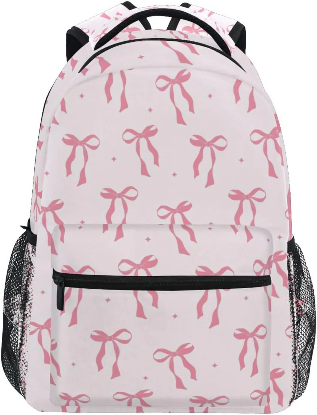 Cute Pink Ribbon Bow Boys Girls Kids School Backpacks Bookbag, Elementary School Bag Travel Backpack Daypack