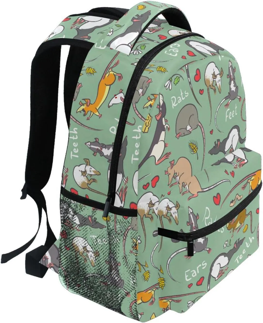 Cute Rat Cartoon Boys Girls Kids School Backpacks Bookbag, Elementary School Bag Travel Backpack Daypack