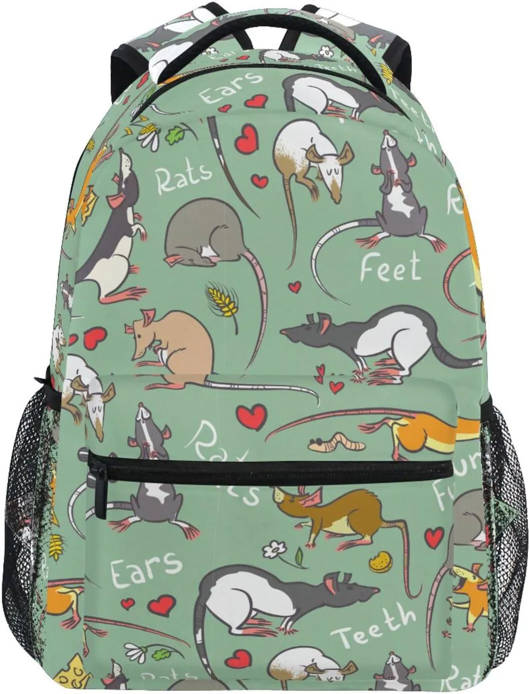 Cute Rat Cartoon Boys Girls Kids School Backpacks Bookbag, Elementary School Bag Travel Backpack Daypack
