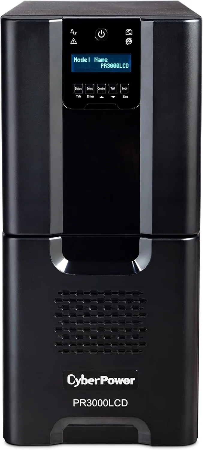 CyberPower PR3000LCD Smart App Sinewave UPS System, 3000VA/2700W, 10 Outlets, AVR, Tower