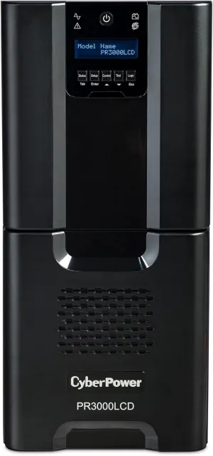 CyberPower PR3000LCD Smart App Sinewave UPS System, 3000VA/2700W, 10 Outlets, AVR, Tower
