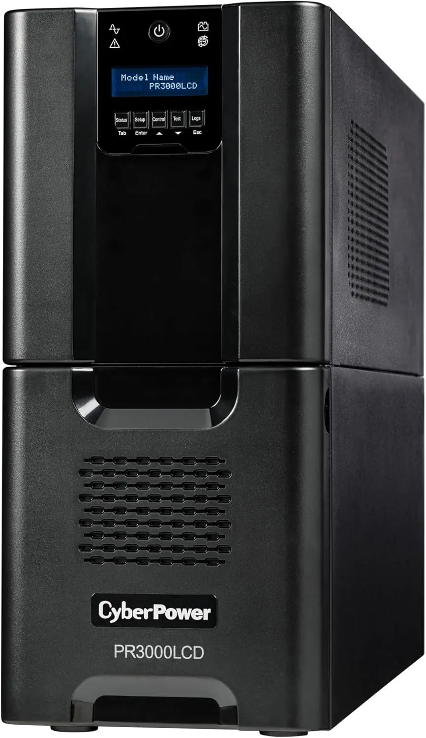 CyberPower PR3000LCD Smart App Sinewave UPS System, 3000VA/2700W, 10 Outlets, AVR, Tower