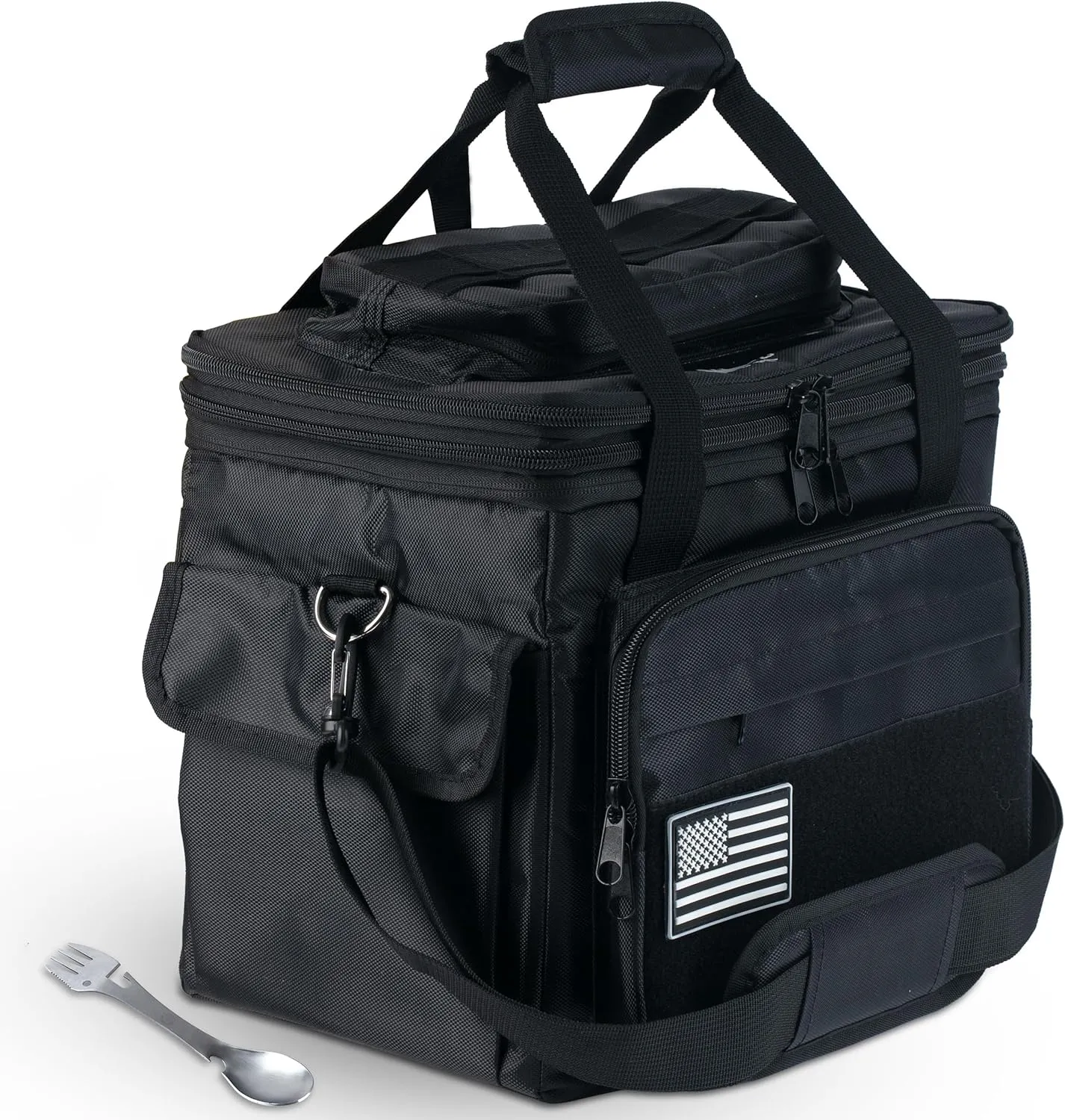 Days Pay Co. Hard Hat Pocket Lunch Bag – Insulated Cooler Tote with Hard Hat Pocket & Gear Storage – New Rugged Design for Construction & Trades – Stainless Steel Spork Included