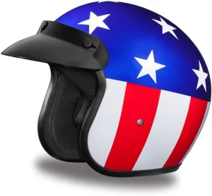 Daytona Helmets Skull Cap 3/4 Shell Helmet w/ Carry Bag for Motorcycles, Choppers, Dirtbikes, & ATVs, Fits Adult Men & Women, X Large, Captain America